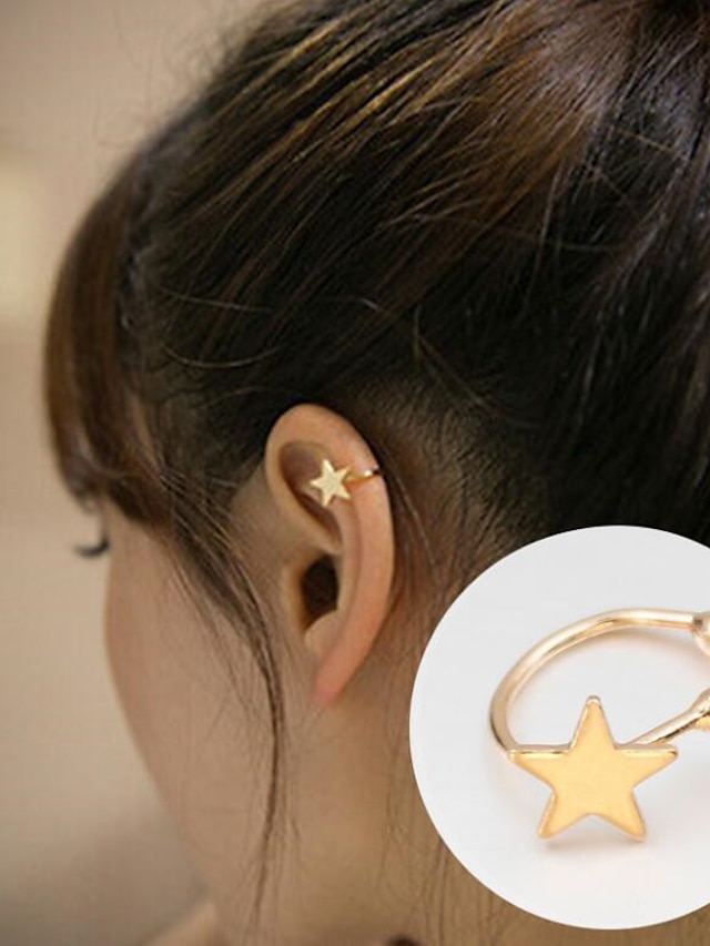  1PC Ear Clips For Women's Street Gift Prom Alloy Classic Star