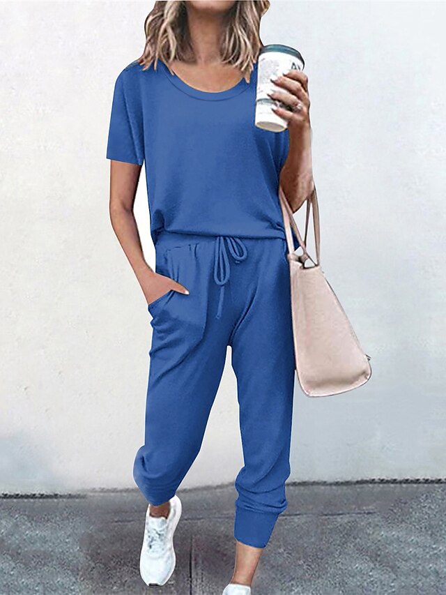 Women's Loungewear Sets Pure Color Fashion Casual Comfort Street Daily ...