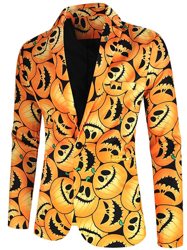Men's Halloween Pumpkin Party Blazer Jacket Regular Tailored Fit ...
