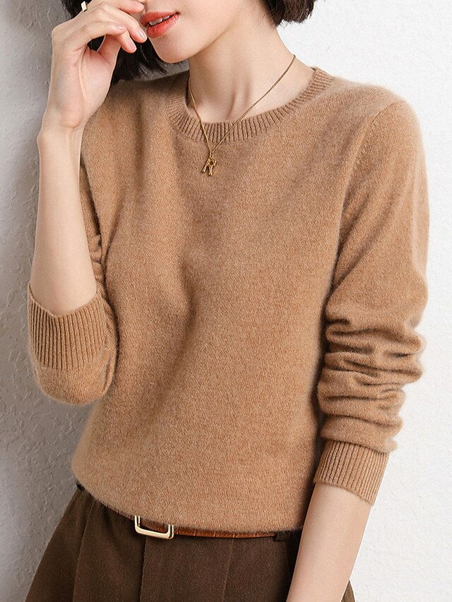Women S Pullover Sweater Jumper Ribbed Knit Oversized Crew Neck