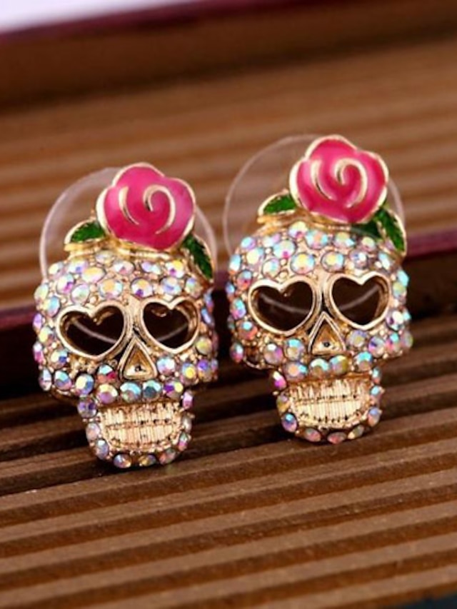  1 paire Boucles d'oreille Clou For Femme Halloween Soirée Plein Air Alliage Le style rétro Crâne Tete de Mort