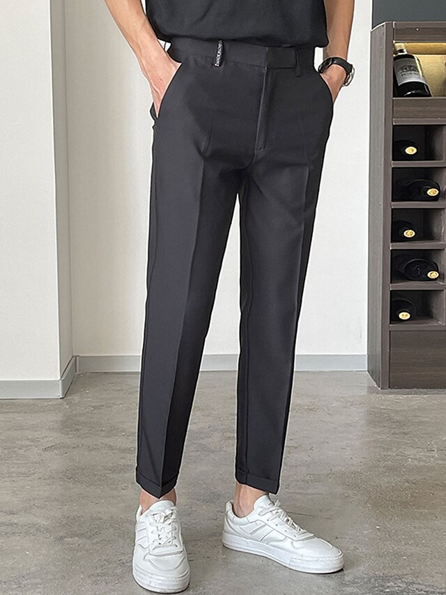 Men's Dress Pants Trousers Suit Pants Pocket Plain Comfort Breathable