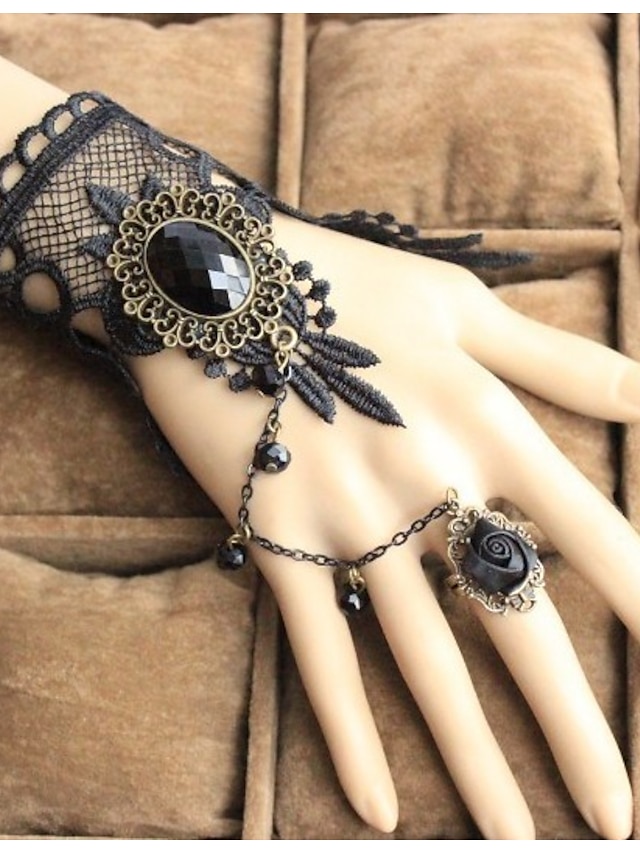  Damen Vintage Armband Retro Weinlese-Thema Böses Auge Punk Modisch Erklärung Elegant Spitze Armband Schmuck Schwarz Für Halloween Partyabend Geburtstag Festival