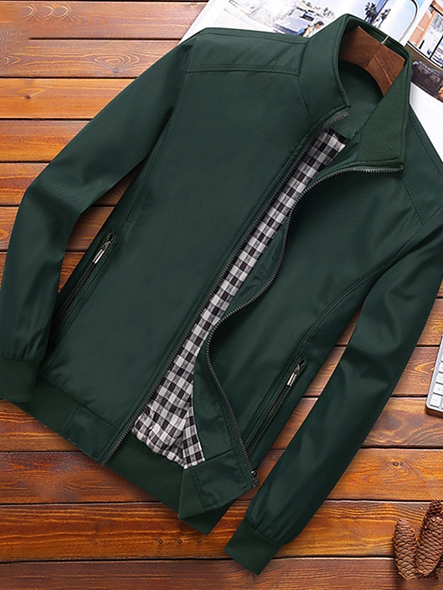  Herr Lättviktsjacka Vindtät jacka Vardaglig jacka Företag Dagligen Vindtät Ficka Höst Slät Mode Ledigt Hög krage Normal Svart Blå Grön Khaki grön Jacka