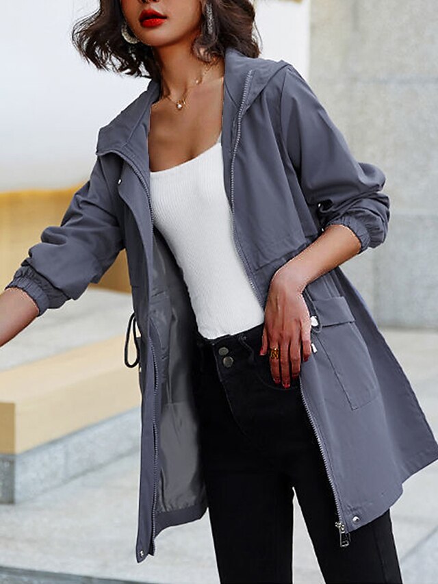 Women's Trench Coat Coat Outdoor Street Daily Spring Summer Long Coat