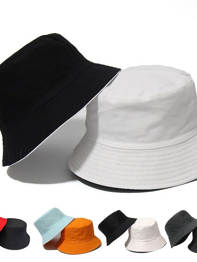  Voor heren Zomerhoed Zonnehoed Vissen hoed Boonie hoed Wandelhoed Oranje / Blauw Geel blauw Katoen Streetwear Stijlvol Casual Buiten Dagelijks Uitgaan Effen UV-zonbescherming Zonbescherming