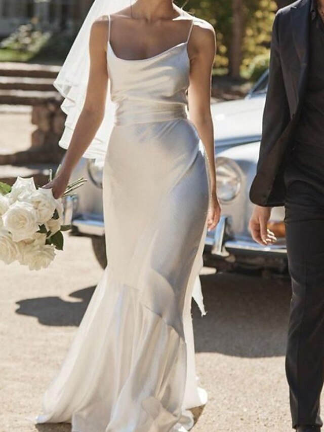 Engagement Casual Wedding Dresses Sheath / Column Camisole Sleeveless ...