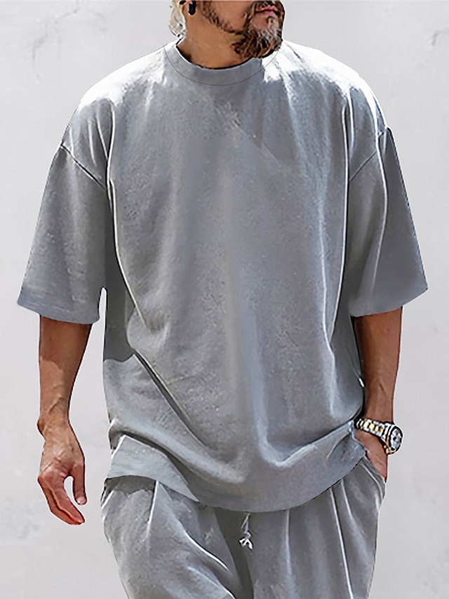  Per uomo maglietta Camicia oversize T-shirt Liscio Girocollo Strada Da mare Maniche corte Abbigliamento Di tendenza Originale Essenziale