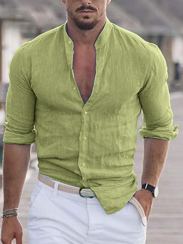 Men's Shirt Linen Shirt Button Up Shirt Casual Shirt Summer Shirt Beach ...