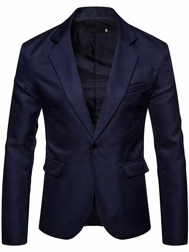 Men's Jacket Blazer Wedding Business Breathable Pocket Fall Solid Color ...
