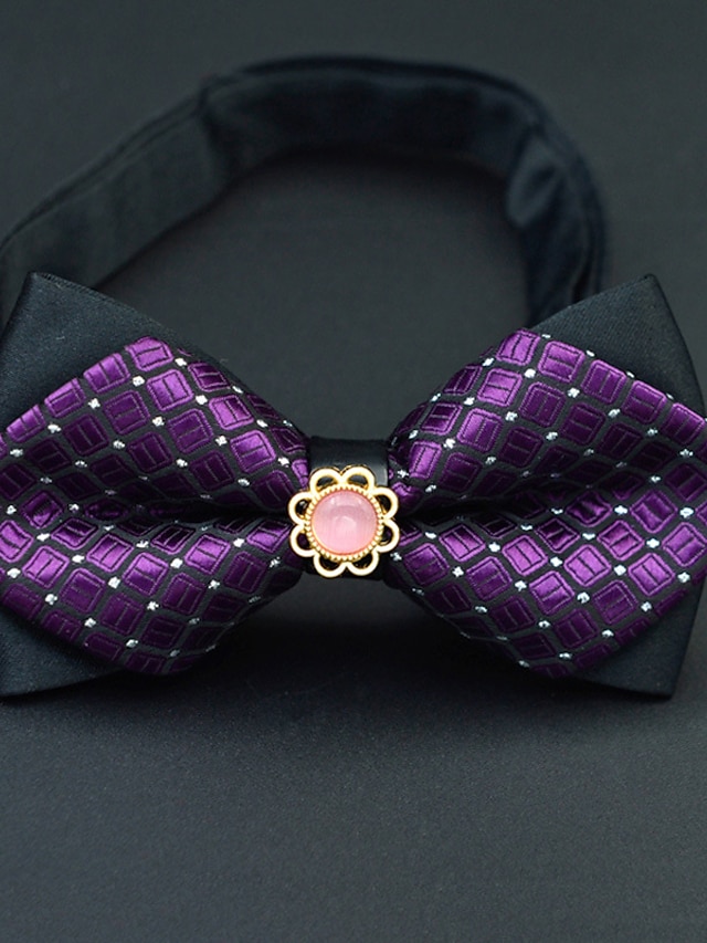  Homme Noeud Papillon Cravates Nœud Pré-attaché Ajustable Noeud Plaid Mariage Fête d'anniversaire