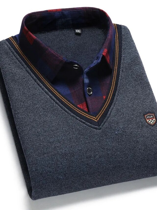 Suéter De Punto Para Hombre Con Estampado Patchwork Y Cuello Alto – Abrigo Cálido Para Invierno Y Primavera | Corte Ajustado Y Cómodo