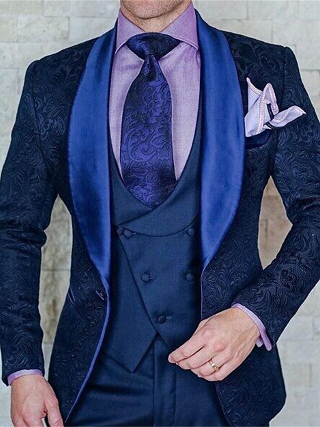 Black Burgundy Blue Men's Wedding Party Prom Tuxedos 3 Piece Plus Size ...