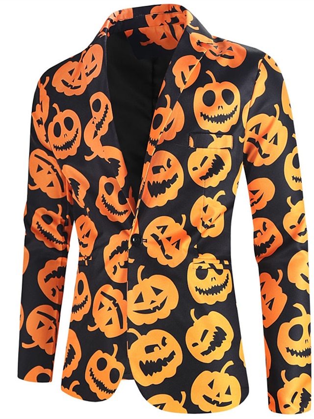 Men's Halloween Pumpkin Party Blazer Jacket Regular Tailored Fit ...