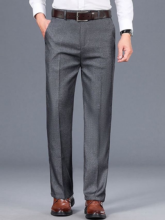 Men's Dress Pants Trousers Suit Pants Pocket Straight Leg Plain Comfort