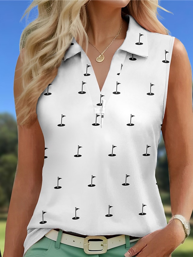  Dam Vandringspolotröja Vit Ärmlös Solskydd Överdelar Golfkläder för damer Kläder Outfits Bär kläder