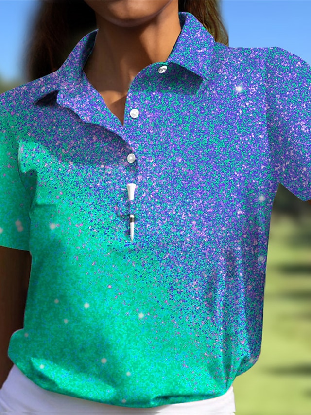 Women's Golf Polo Shirt Pink Blue Orange Short Sleeve Sun Protection