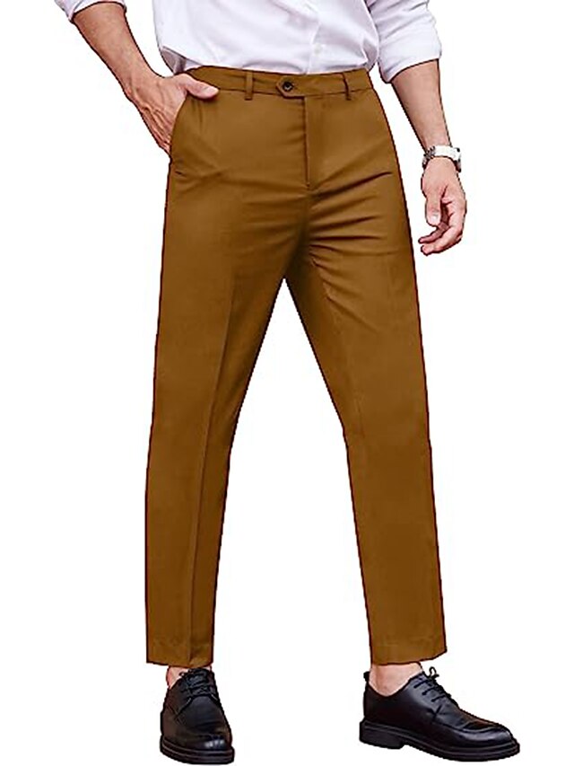 men-s-dress-pants-trousers-suit-pants-pocket-straight-leg-plain-comfort