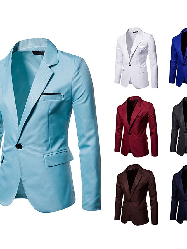 Men's Blazer Business Daily Fall Spring Regular Coat