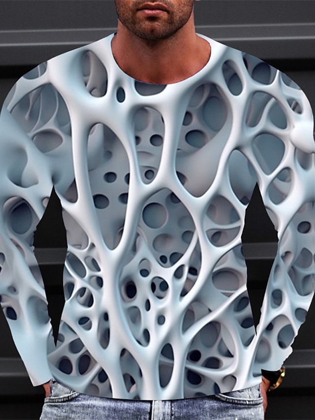  Homme T shirt Tee Graphic Abstrait Col Ras du Cou Vêtement Tenue 3D effet Extérieur du quotidien manche longue Imprimer Rétro Vintage Mode Design