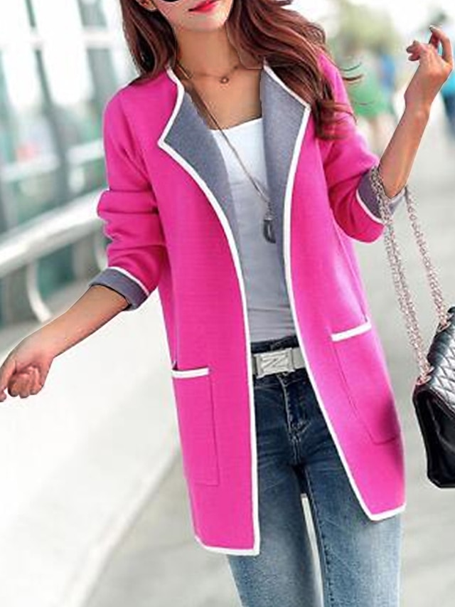  Women's Winter Coat Warm Breathable Outdoor Street Daily Wear Pocket Cardigan Stand Collar Fashion Daily Casual Plain Loose Fit Outerwear Long Sleeve Fall Winter Pink Rose Red Gray M L XL XXL 3XL 4XL