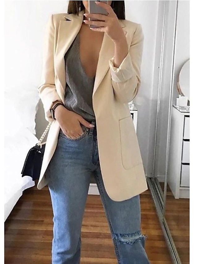 Women's Blazer Open Front Business Office Blazer Outfit with Pocket ...