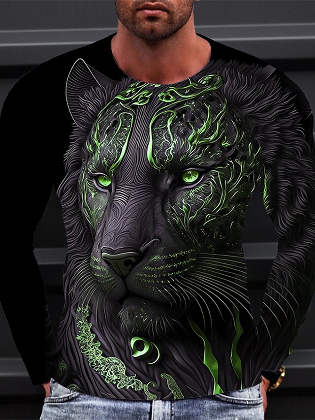  Bărbați Grafic Animal Tricou Manșon Lung Tricou Tipărire 3D Stil Nautic Cămașă Epocă Modă Designer În aer liber Zilnic Sport Negru Roșu Vin Albastru Primăvara & toamnă Îmbrăcăminte S M L XL 2XL 3XL