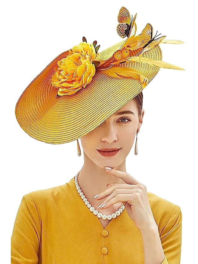  Fascinateurs Fibre synthétique Halloween Derby kentucky Luxueux fantaisie Avec Fleur Tulipe Casque Couvre-chef