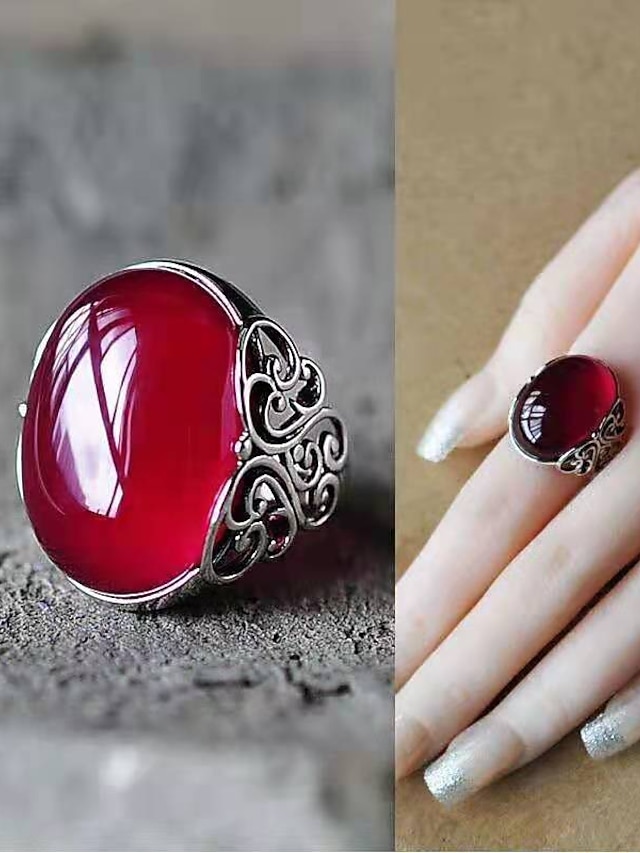  1PC Adjustable Ring For Women's Blue Gift Daily Date Resin Alloy Retro Joy