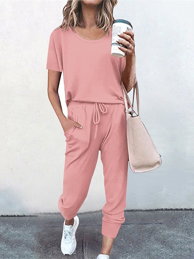 Women's Loungewear Sets Pure Color Fashion Casual Comfort Street Daily ...