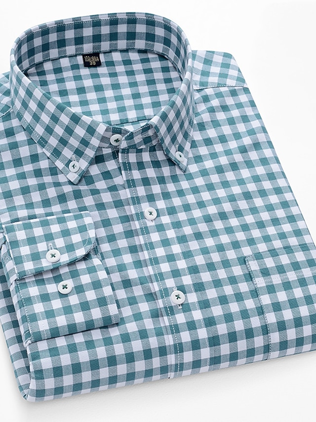  Voor heren Overhemd Button-down overhemd Strijkvrij overhemd Oxford overhemd Plaid / Gestreept / Chevron Bruiloft Toimisto & ura Lichtgeel Licht Roze Licht Blauw Lichtgroen Lange mouw Overhemdkraag