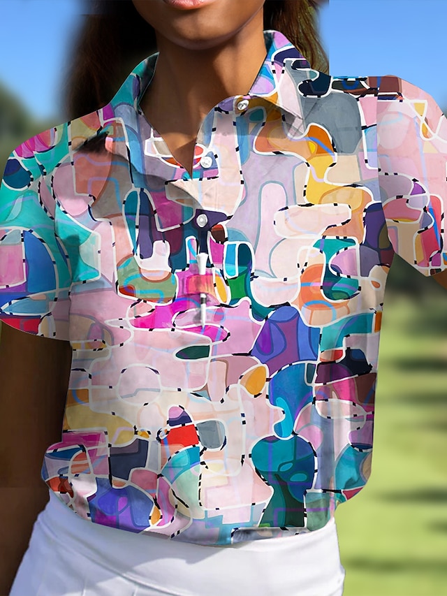 Neon Geometric Women's Golf Shirts