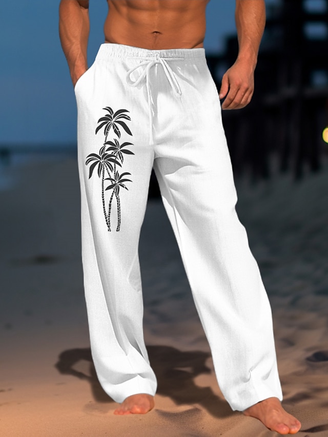  Herre Gade Hawaiiansk Designer Kokos palme Grafiske tryk Bukser Sommerbukser Strandbukser Varm Stempling Snørelukning Elastisk Talje 3D-udskrivning Medium Talje Afslappet Daglig Ferie Forår sommer