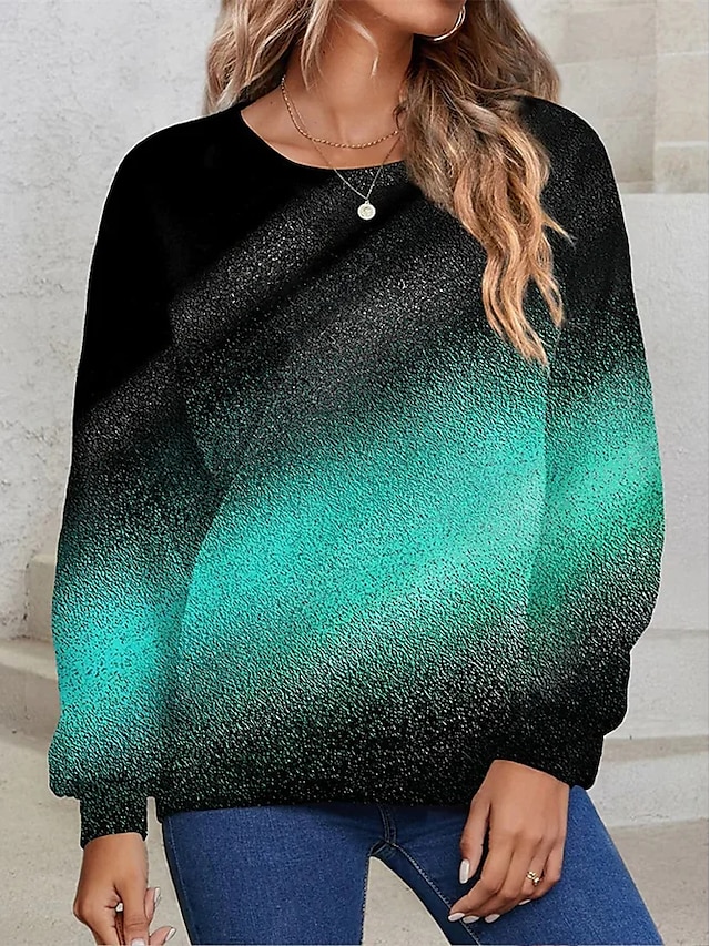  dámská mikina pulovr polyester color block street casual sportovní basic neon & světlý top s kulatým výstřihem, dlouhým rukávem, mikroelastický pad & zimní comfrt prodyšná měkká tkanina