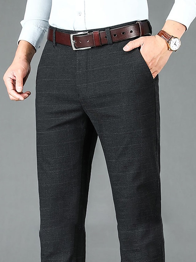  Men's Dress Pants Trousers Suit Pants Pocket Plain Comfort Breathable Outdoor Daily Going out Fashion Casual Black Gray
