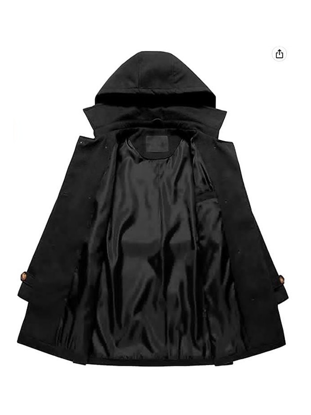Women's Winter Coat Long Overcoat with Belt Fall Pea Coat wirh Hood