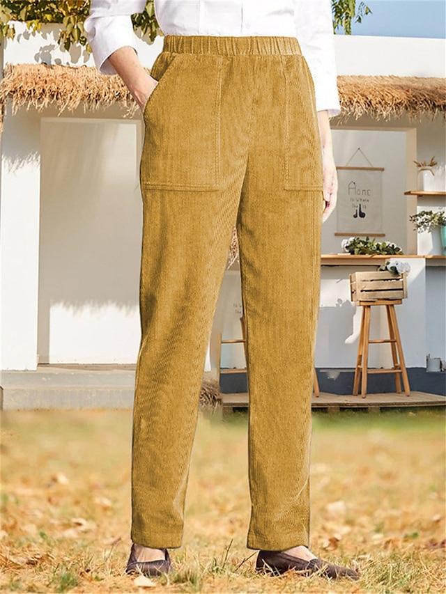  damskie chinosy spodnie sztruksowe spodnie proste kieszeń na całej długości wysoki krój wysoka elastyczność wysoka talia moda streetwear na co dzień czarny biały s m jesień& zima