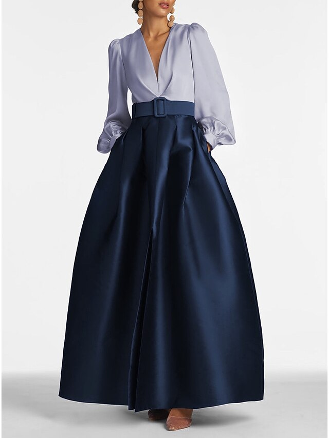 Chic V-Neck Long Sleevess Formal DressesGreen Split Long Evening Gowns main image 1