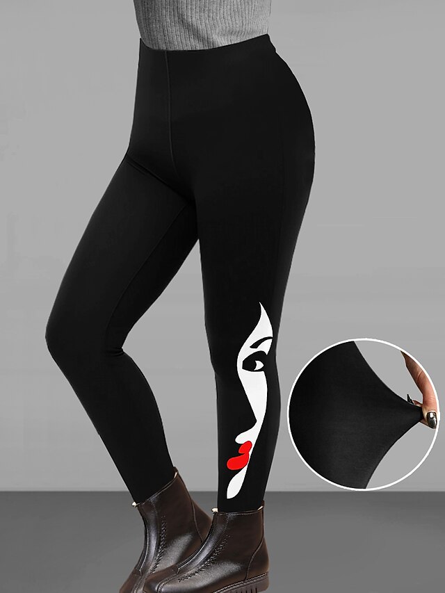 Women's Normal Leggings Cozy Leggings Designer Casual Ankle-Length High Rise Gradient Elastic Waist Print Breathability Comfortable High Elasticity Daily Wear Dark Chocolate Brown black Dark red4