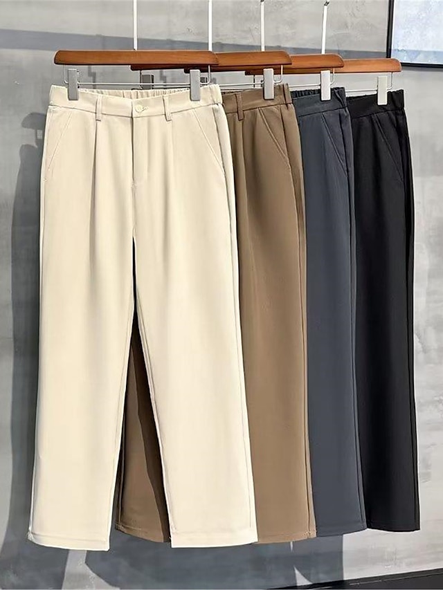 Men's Dress Pants Trousers Pleated Pants Suit Pants Pocket Elastic ...