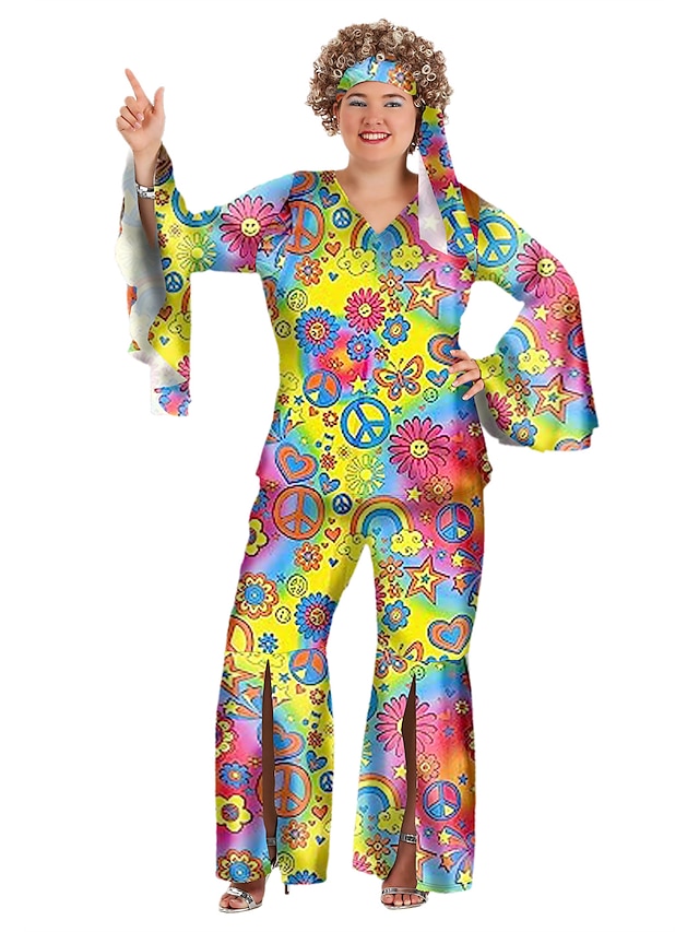  60. léta Hippie 70. léta Halenka / košile Úbory Čelenka Větší velikosti Rukávový manžetový rukáv Hippie Disko Dámské předvečer Všech svatých Karneval Plesová maškaráda Večírek Pride Parade Měsíc