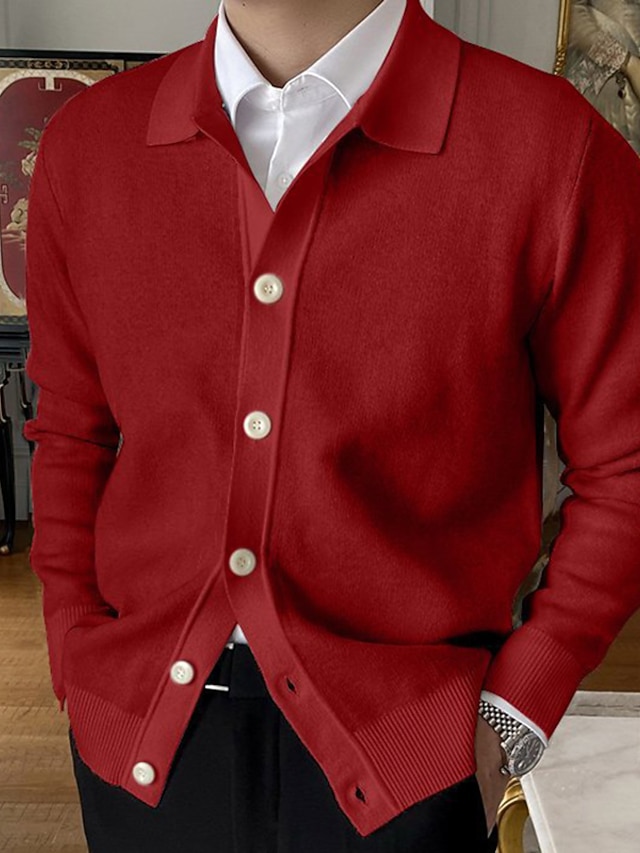 Men's Cardigan Sweater Fall Sweater Cropped Cardigan Sweater Ribbed