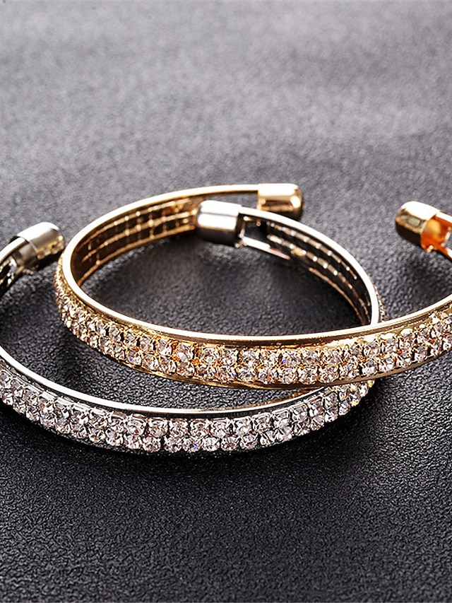  1pcs Classic Heart Luxury Rhinestone Shiny Bracelet Jewelry Rose Gold For Wedding Party Evening Gift Birthday Festival
