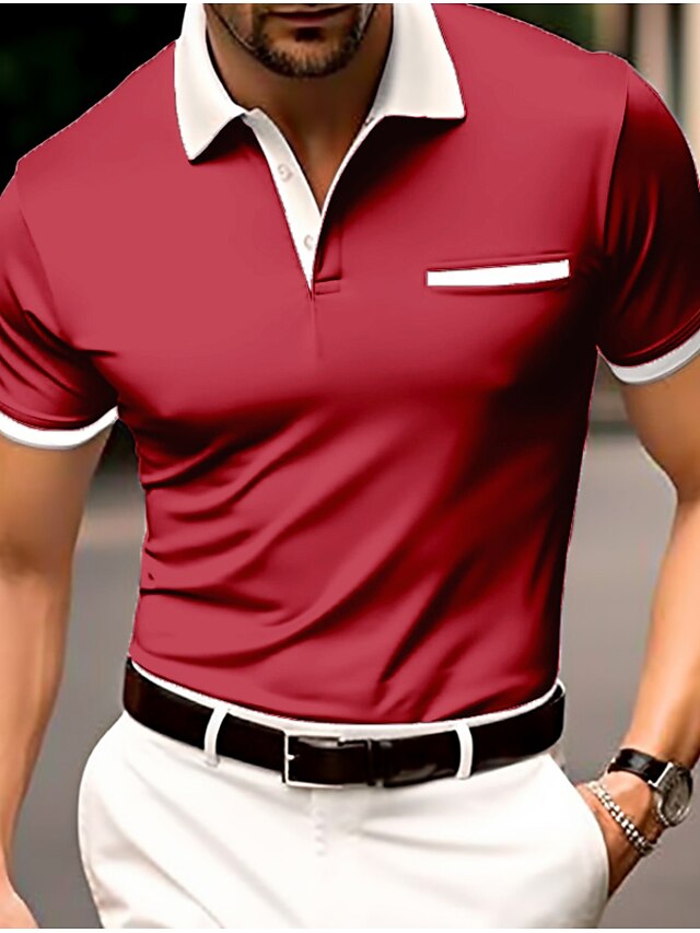 Men's Button Up Polos Polo Shirt Casual Holiday Lapel Short Sleeve ...