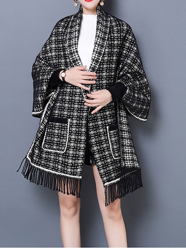 Women's Shrug Open Front Ribbed Knit Polyester Pocket Tassel Summer Fall Cropped Outdoor Daily