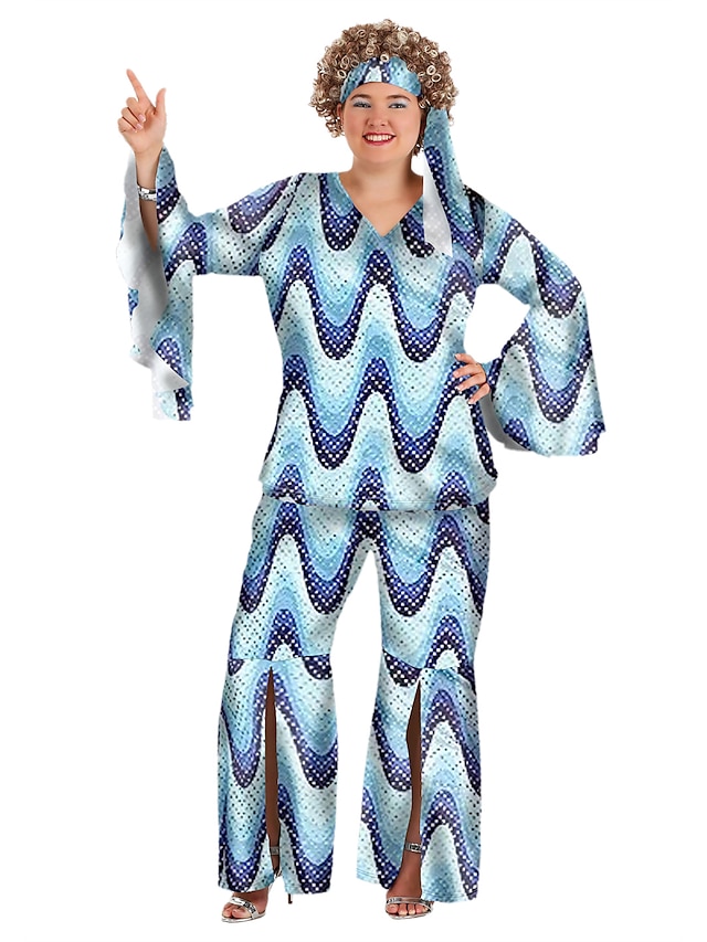  Anos 60 Hippie Anos 70 Blusa / Camisa Roupa Faixa de Cabeça Tamanho Grande Manga Alargamento Hippie Discoteca Mulheres Dia Das Bruxas Carnaval Baile de Máscaras Festa / Noite Parada do Orgulho Mês do