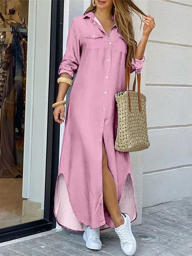Women's Shirt Dress Casual Dress Maxi long Dress Outdoor Daily Vacation
