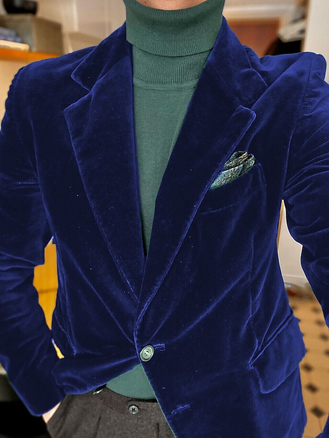  Homme Veste blazer Col cranté Mode Occasionnel Couleur Unie Bleu Roi Violet Marron Coupe Slim à boutonnage simple à 2 boutons