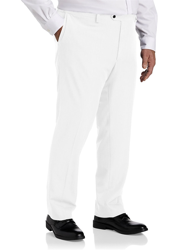  男性用 ズボン チノパン ポケット まっすぐな足 平織り オフィス ビジネス カジュアル コットン混 ファッション ベーシック ブラック ホワイト