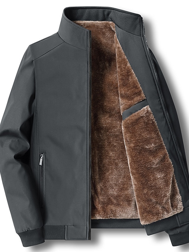 Men's Winter Jacket Fleece Jacket Outdoor Daily Wear Warm Zipper Pocket